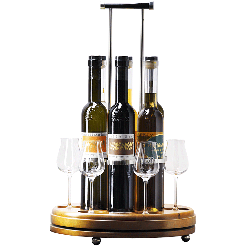 DELEA Distillati Girello con 6 grappe 50 cl Girello porta Grappe in Ciliegio