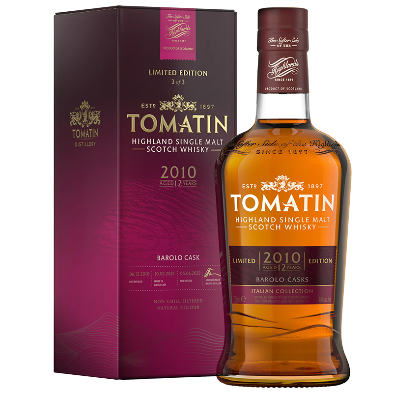 TOMATIN Distillati 70 cl Whisky Tomatin Highland Single Malt 12 Year Old 2010 Italian Collection Barolo Cask